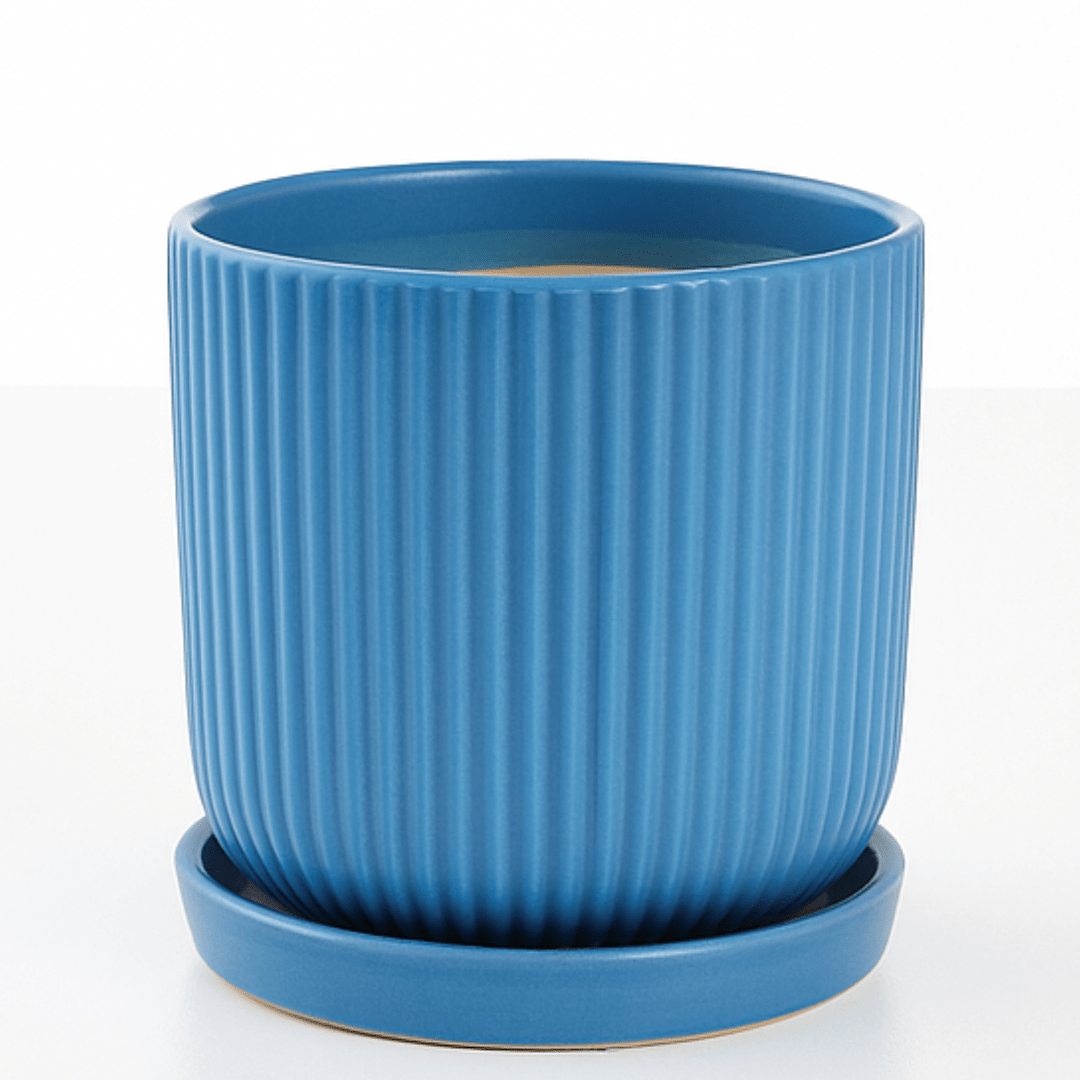 כד פסים בצבע כחול קוטר 12 ס״מ - רוטין (ירוק במרפסת לשעבר)