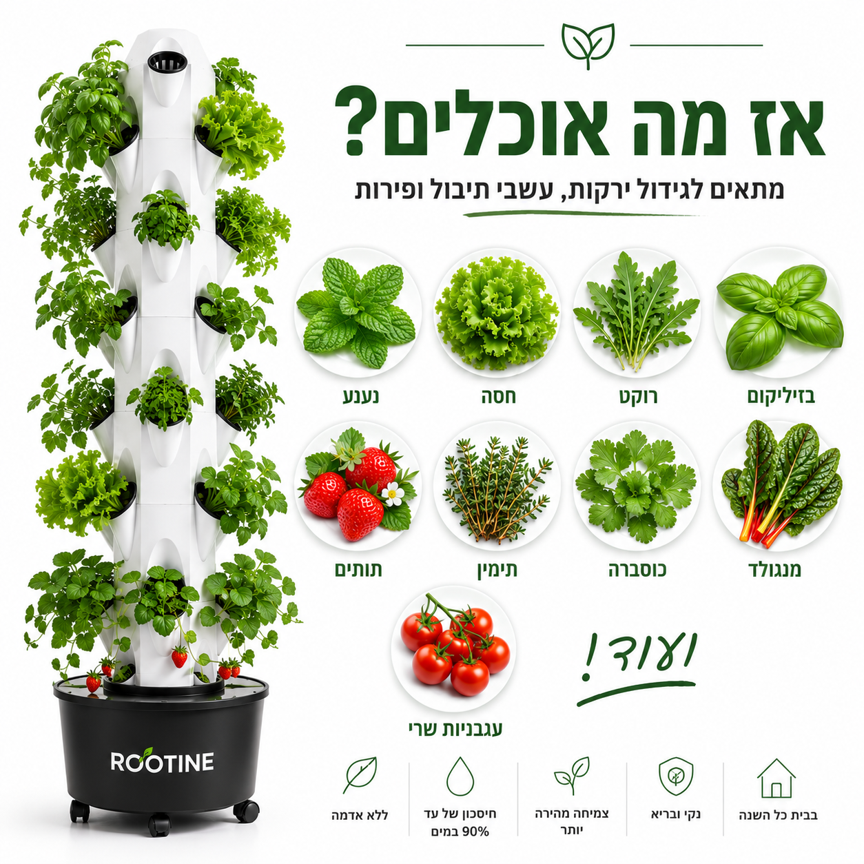 מערכת הידרופונית ביתית 48 גומות שתילה 168X42 ס"מ