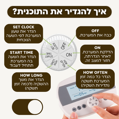 בקר השקיה אוטומטי עם חיישן לחות מובנה + קיט השקיה
