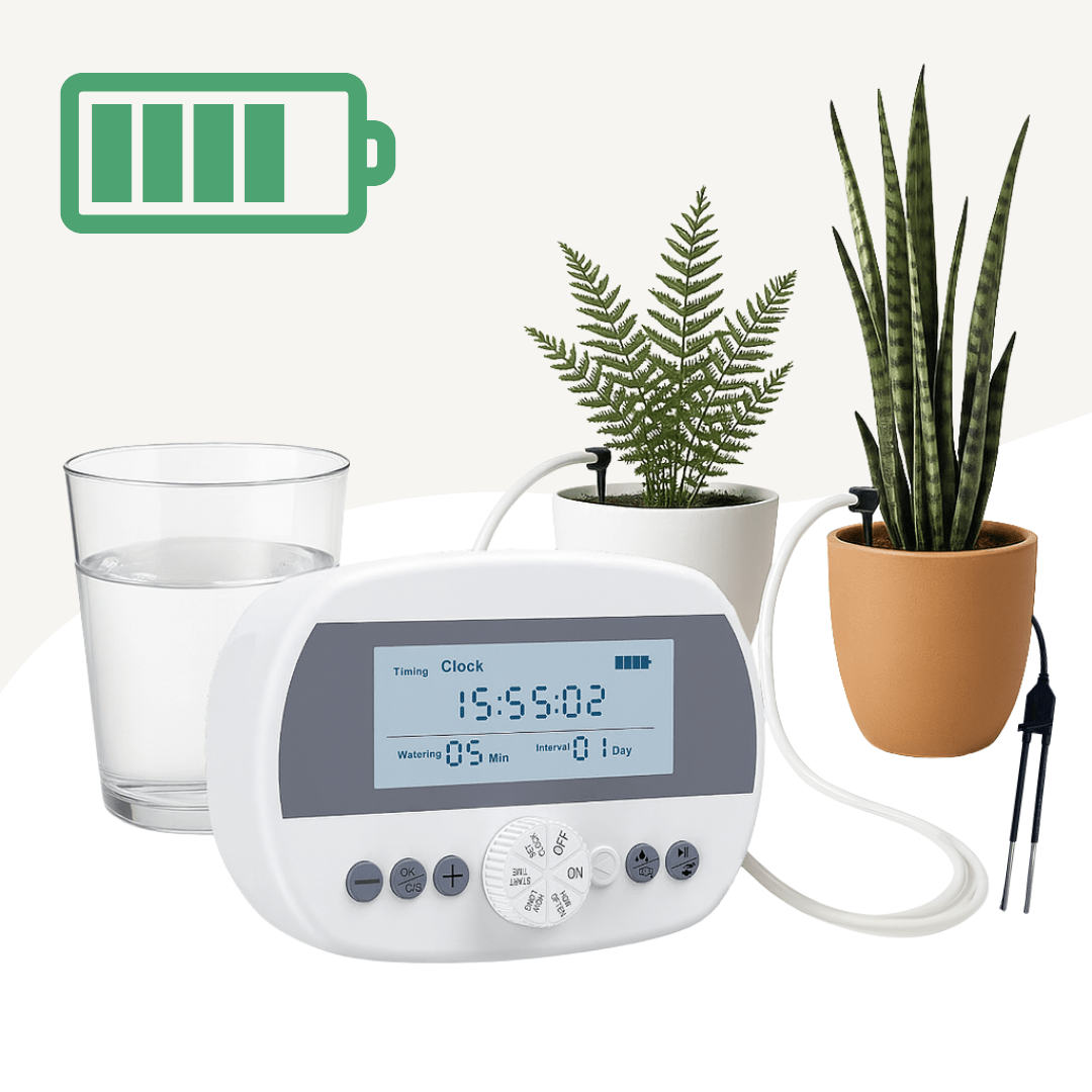 בקר השקיה אוטומטי עם חיישן לחות מובנה + קיט השקיה - רוטין (ירוק במרפסת לשעבר)